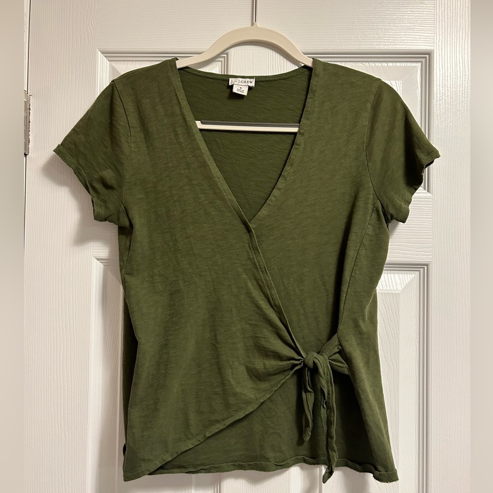 J. by J. Crew Olive Green Wrap Surplice Tshirt